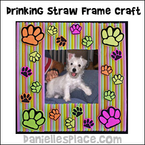 Drinking Straw Paw Print Craft for Kids