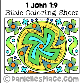 bible coloring sheet 1 john 1 9