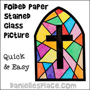 Folded Paper Stained Glass Picture with Cross