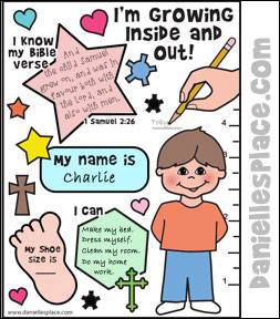 I'm Growing Inside and Out Activity Sheet for Samuel Bible lesson from www.daniellesplace.com