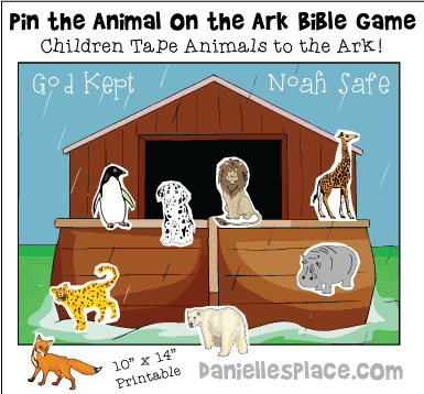 Pin the Animal in the Ark Bible Game for Children from www.daniellesplace.com