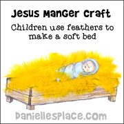 Jesus in a feather bed manger craft