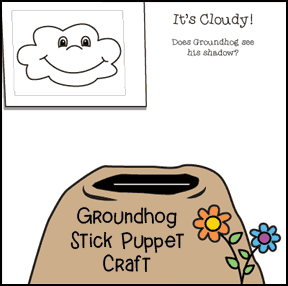 Groundhog Craft Stick Puppet Craft and Learning Activity  for Children from www.daniellesplace.com