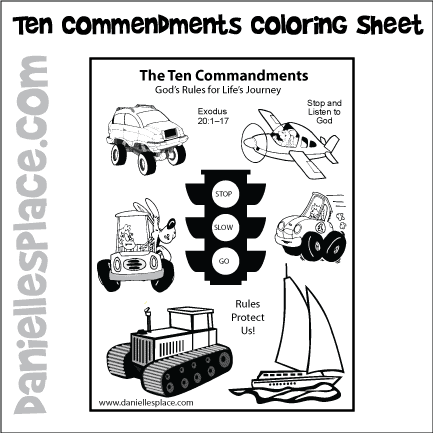 Ten Commandments Coloring Sheet - Rules Protect Us