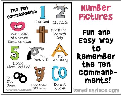Number Pictures - Learn all the Ten Commandments in Less than 10 Minutes! - Free Printable from www.daniellesplace.com