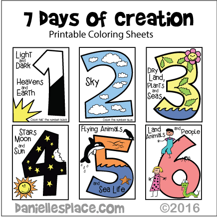 Seven Days of Creation Coloring Sheets for Younger Children