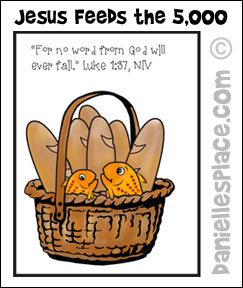 Jesus Feeds the 5,000 Coloring Sheet Basket and Loaves from www.daniellesplace.com