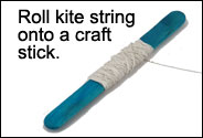 Kite string rolled around a craft stick