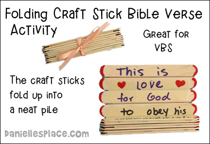 Folding Craft Stick Bible Verse Activity for VBS - This is a great craft for children who can write.  It will help them remmeber their Bible verse in a fun interactive way.