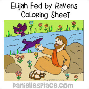 Elijah Fed by the Ravens Coloring Sheet for Elijah Sunday School Lesson from www.daniellesplace.com