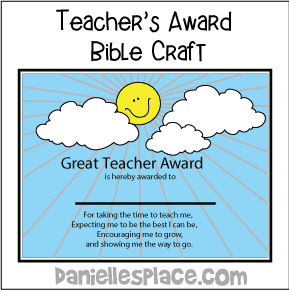 Teachers Award Bible Craft from www.daniellesplace.com