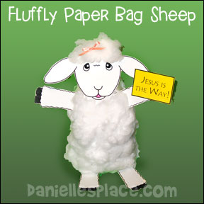 Fluffy Paper Bag Sheep Craft for Psalm 23:3 Bible Lesson