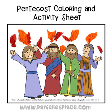 Pentecost Activity Sheet - Children color the picture and then glue on tissue paper flames from www.daniellesplace.com
