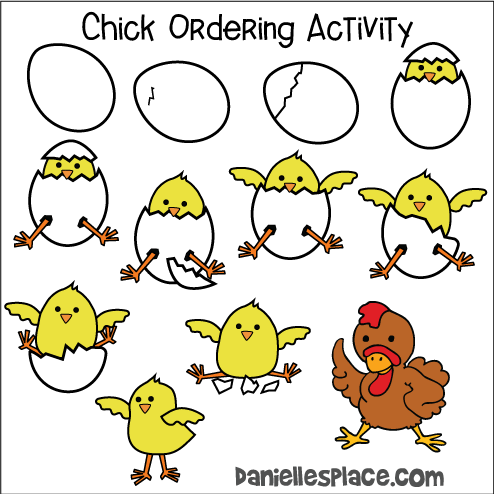 Chick Ordering Activity - Children place the chick pictures in order.