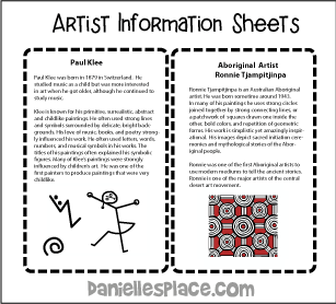Artist Information Sheets for Christian Lapbook Art Lesson on Line