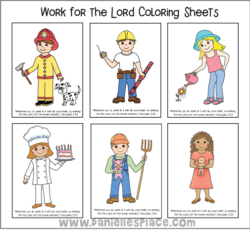 Work for the Lord Coloring Sheets - Important Jobs