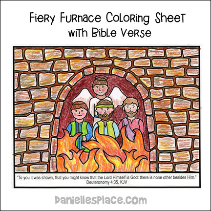 Fiery Furnace Coloring Sheet with Bible Verse