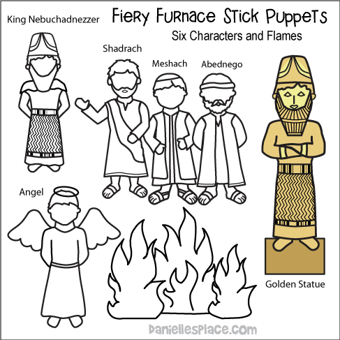 Fiery Furnace Stick Puppets