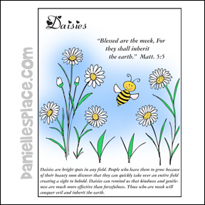 Beatitudes - Be Meek Daisies and Bee Coloring Sheet