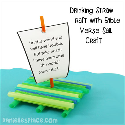 Drinking Straw Raft with Bible Verse Sail for Shipwrecked VBS