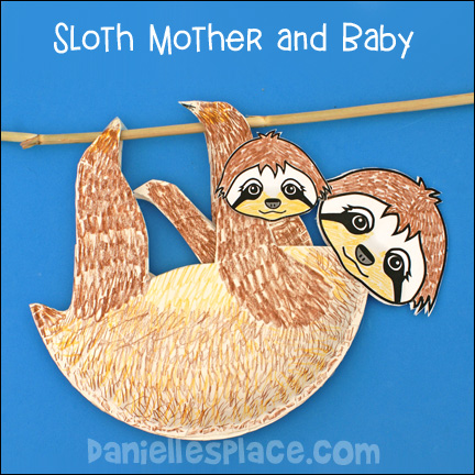 Sloth Mother and Baby Paper Plate Craft for Kids from www.daniellesplace.com