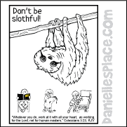 Slothful coloring Sheet