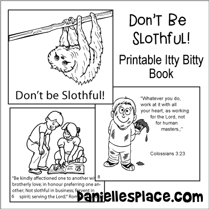 "Don't be Slothful!" Printable Itty Bitty Book for The Parable of the Talents Sunday School Lesson