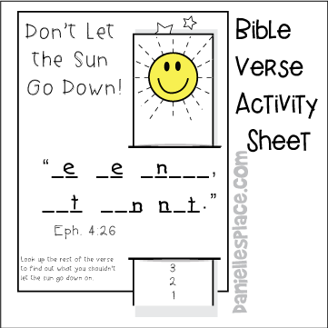 Eph 4:26 Bible Verse Activity Sheet