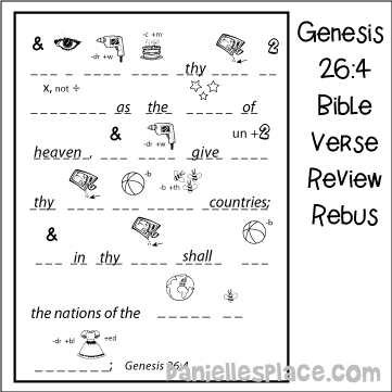 Genesis 26:4 Bible Verse Review Rebus Activity Sheet