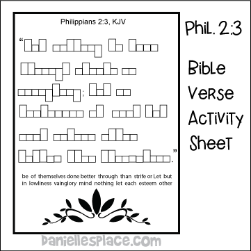 Philippians 2:3 Bible Verse Activity Sheet