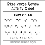 Psalm 54:4 - God is my Help Bible Verse Review activity sheet