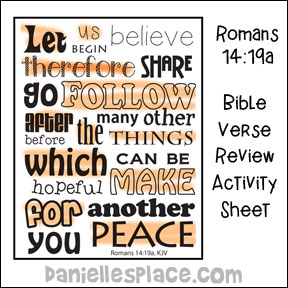 Romans 14:19 Bible Verse Activity Sheet