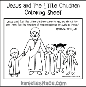 Let the Children Come to Me Matthew 19:14 Coloring Sheet
