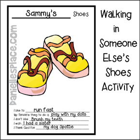 My Shoes Activity Sheet – Walking in Someone Else’s Shoes Practice