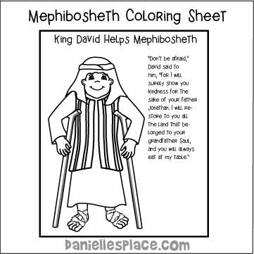 Mephibosheth Coloring Sheet for Sunday School