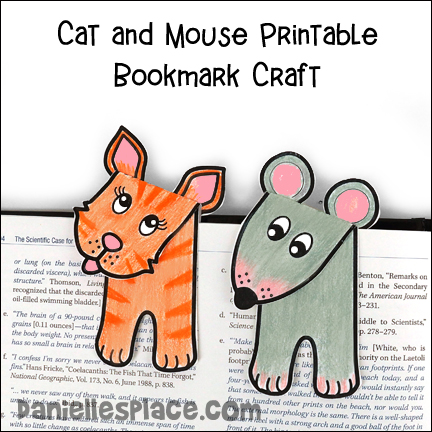 Cat and Mouse Printable Bookmark Craft for Kids
