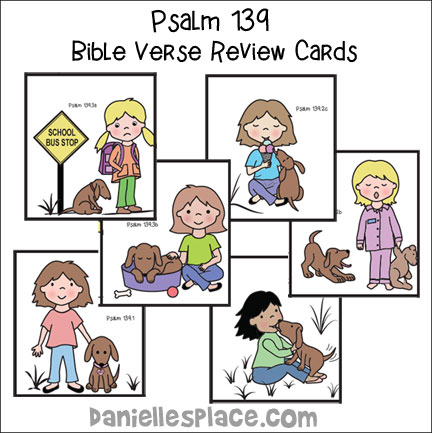 Psalm 139 Bible Verse Review Printable Cards for Sunday School. Use these to play games to review Psalms 193 Bible verse. 
