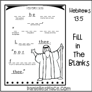 Hebrews 13:5b - Fill in the Blank Activity Sheet