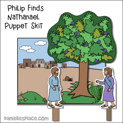 Philip Finds Nathanael Bible Puppets and Background Scene