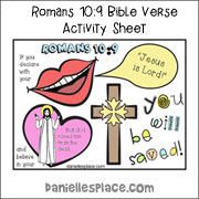 Roman 10:9 Bible Verse Review and Activity Sheet