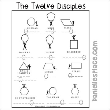 The Twelve Disciples Activity Sheet - Unscramble the words