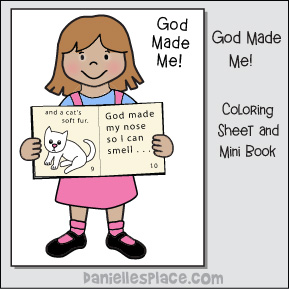 God Made Me Girl Coloring Sheet with Mini Book Craft for Kids