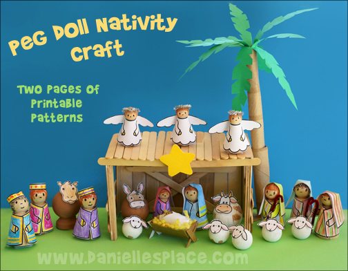 Nativity Bible Craft for Kids, Peg doll and paper Christmas craft