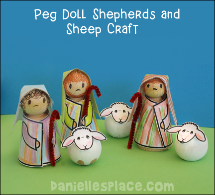 Shepherd Peg Doll and Sheep Craft for Peg Doll Nativity