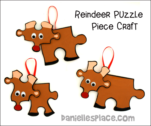 Reindeer Puzzle Piece Craft from www.daniellesplace.com