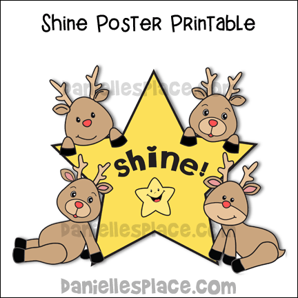 Shine Poster Printable - Reindeer and Star Printable Christmas Poster