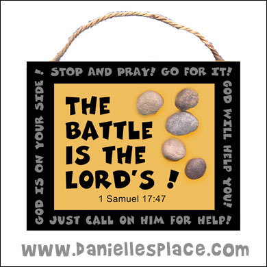 David and Goliath Stone Craft - The Batter is the Lord's Bible Craft for Children from www.daniellesplace.com