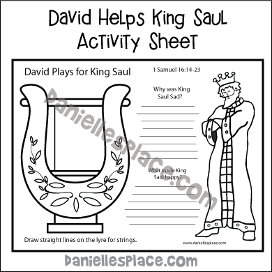 David Plays for King Saul Activity Sheet from www.daniellesplace.com