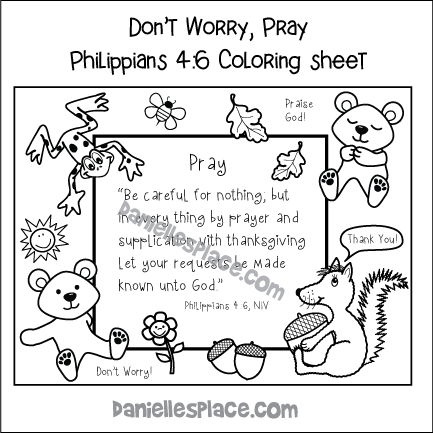 Philiippians 5:6 - Pray, Don't Worry Coloring Sheet