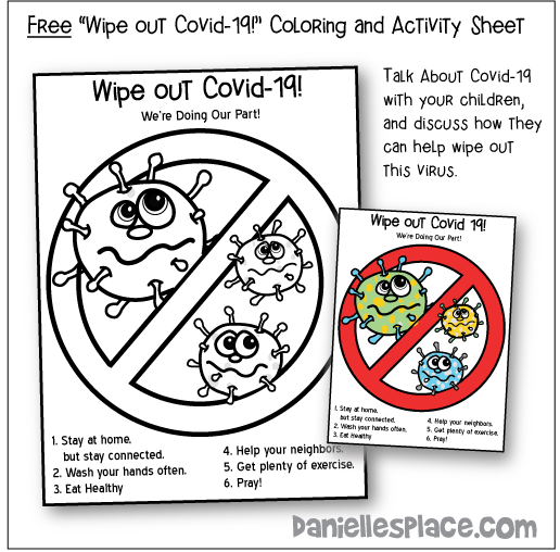 Covid-19, Coronavirus, Free “Wipe out Covid-19!” Coloring and Activity Sheet